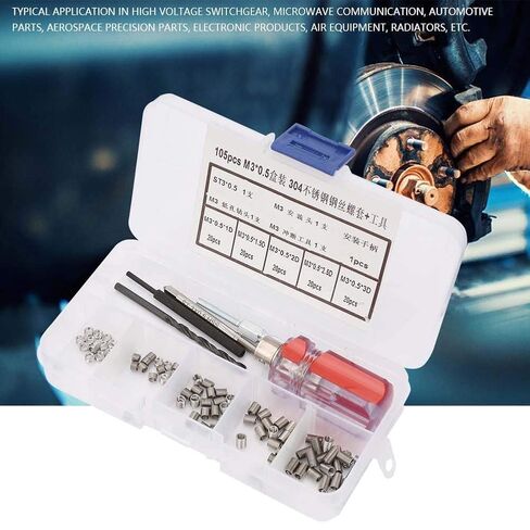 105pcs Threaded Inserts Repair Kit Stainless Steel Helicoil Type Wire Insert Installation Set (M3 x 0.5) in Kuwait