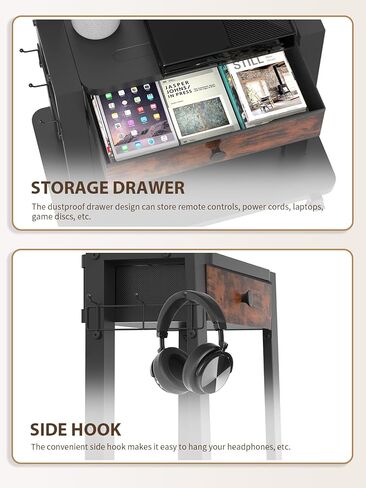 Rolling TV Stand with Fabric Drawer for 32-75 Inch Flat/Curved Screen Adjustable Height LCD/LED/OLED with Storage Mobile TV Cart on Wheels up to 220lbs for Home Office Outdoor Max VESA 600x400mm in Kuwait