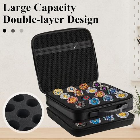 حافظة Junkin Spinning Top Case للتخزين ذات سعة كبيرة، منظم يحمل ما يصل إلى 32 قطعة علوية دوارة، حقيبة حمل محمولة بطبقة مزدوجة لمحبي Spin Top، ملحقات تخزين الهدايا in Kuwait