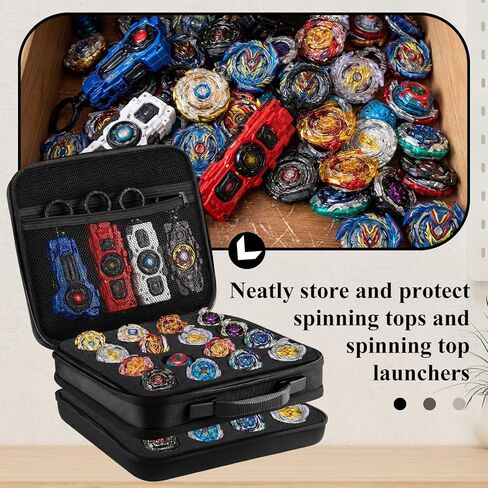حافظة Junkin Spinning Top Case للتخزين ذات سعة كبيرة، منظم يحمل ما يصل إلى 32 قطعة علوية دوارة، حقيبة حمل محمولة بطبقة مزدوجة لمحبي Spin Top، ملحقات تخزين الهدايا in Kuwait