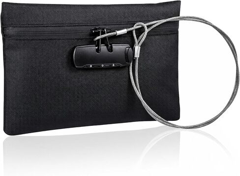Beach Money Bag with Lock and Steel Cable, Portable Security Notary Bag with Lock, Anti-Theft Travel Money Organizer for Mobile Phone Cash Key Document Jewelry, Suitable for Poolside Vacation Use in Kuwait