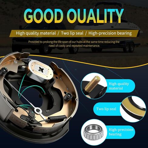 dreamdragon 3500 lbs Trailer Axle Electric Brake Kit, 5-Hole 4.5" Bolt Circle Brake Drum with 10" x 2 1/4" Self-Adjusting Electric Brakes, Replacement 10" Brake Hub Drum Assembly, 1/2''-20 Studs in Kuwait