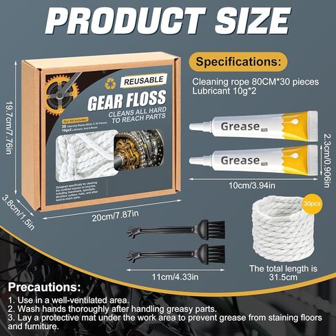 Gear Floss, Gears Floss 3D Printer, Motorcycle Chain Cleaning Kit with Lubricating Cream, Extended Service Life, Suitable for Bicycle Gear Shifting Pulleys and 3D Printer Lead Screws, etc in Kuwait