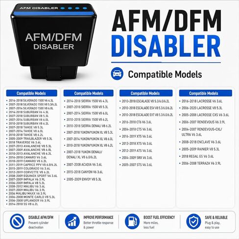 AFM/DFM Disabler Device, Matte Black with Blue Stripe, compatible with GM V6 & V8 Chevy GMC Cadillac Buick 5.3L 6.2L 4.3L 3.6L in Kuwait