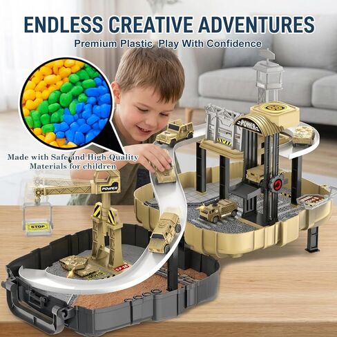مجموعة حقيبة الظهر Army Toys مع حزام قابل للتعديل، لعبة مركز القيادة التكتيكية 2 في 1 القابلة للتشوه مع مسارات المركبات ورافعة دوارة، مجموعة لعب قاعدة عسكرية محمولة، هدية للأولاد من سن 3 سنوات فما فوق in Kuwait
