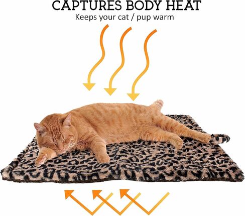 سرير حراري للقطط من Downtown Pet Supply - بساط معزول للقطط بطبقة من الألومنيوم وظهر من الشيربا - غطاء من الفرو الصناعي آمن للاستخدام في الغسالة - قيلولة ذاتية التدفئة - عادي - أزرق بطبعة الفهد - 22 × 19 بوصة in Saudi Arabia