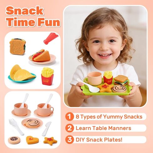 CUTE STONE أكثر من 70 قطعة من إكسسوارات المطبخ التي يلعب بها الأطفال، ألعاب الطبخ التظاهري مع طعام قابل للنزع والقطع، وأدوات الطبخ، وأدوات المائدة والأواني، وسلة التسوق، وصينية، وهدية تعليمية للفتيات والفتيان in Kuwait