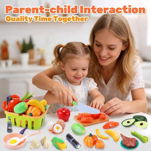 CUTE STONE أكثر من 70 قطعة من إكسسوارات المطبخ التي يلعب بها الأطفال، ألعاب الطبخ التظاهري مع طعام قابل للنزع والقطع، وأدوات الطبخ، وأدوات المائدة والأواني، وسلة التسوق، وصينية، وهدية تعليمية للفتيات والفتيان in Kuwait