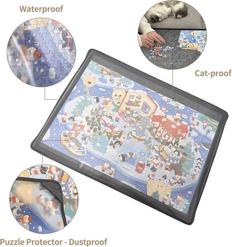 Puzzle Board with 4 Sorting Trays & Protective Cover, Portable Foldable Felt Puzzle Playing Surface for 1000-Piece Puzzles Lightweight Storage & Game Night Organizer in Kuwait