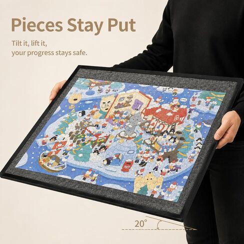 Puzzle Board with 4 Sorting Trays & Protective Cover, Portable Foldable Felt Puzzle Playing Surface for 1000-Piece Puzzles Lightweight Storage & Game Night Organizer in Kuwait