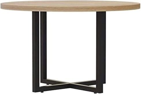 Pemberly Row Round Conference Table, 42 in, Sand Dune Finish, Contemporary Design, Laminate Top with Sturdy Metal Base, Professional Reception or Office Use in Kuwait