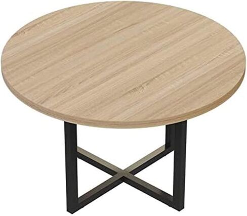 Pemberly Row Round Conference Table, 42 in, Sand Dune Finish, Contemporary Design, Laminate Top with Sturdy Metal Base, Professional Reception or Office Use in Kuwait