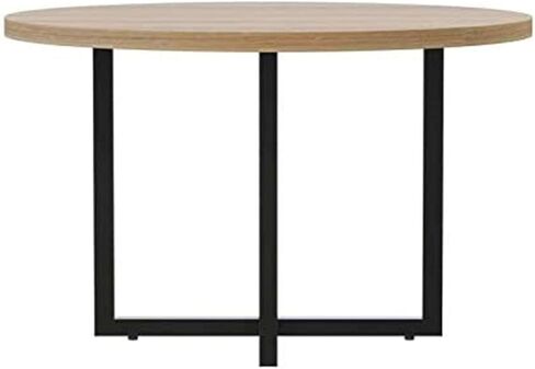 Pemberly Row Round Conference Table, 42 in, Sand Dune Finish, Contemporary Design, Laminate Top with Sturdy Metal Base, Professional Reception or Office Use in Kuwait