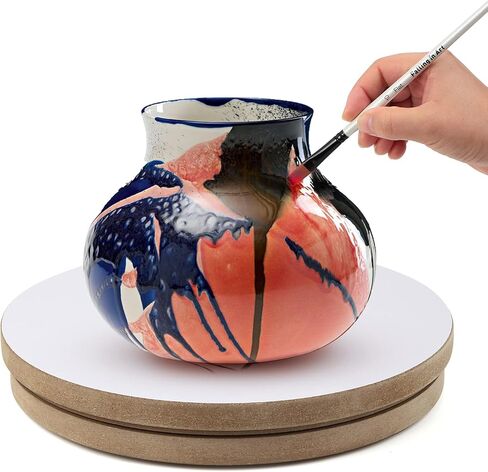 Falling in Art 12" Banding Wheel, Wood Turn Table Sculpting Wheel for Pouring, Painting, Spraying - Round Lightweight Sculpting Stand Wood Base for Detailed Display/Cake Decorating in Kuwait