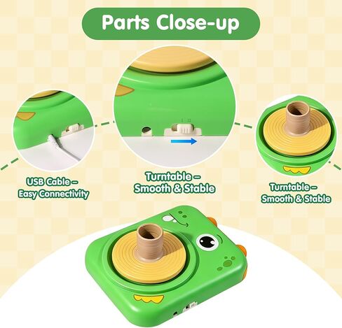 Wonovate Pottery Electric Wheel for Kids: Complete Pottery Painting Kit with Clays - 10-Second Cleanup - No Assembly - Dry Clay Art Supplies Toys for Girls Boy - Birthday Gifts for Kids Ages 4-8 8-12 in Kuwait