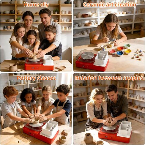 Skirfy Pottery Wheel for Kids Adults,Complete Pottery Set for Beginners with 6.3" Turntable with Two-Way Rotation,Craft Kits Toys Birthday Gifts for Boys Girls(Red) in Kuwait