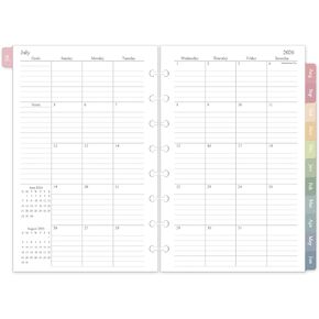 2026-2027 Monthly Planner Refill, Jul. 2026 - Dec. 2027, A4 Letter Size Planner Inserts for 11-Disc Discbound, 8.5"x11", 18 Monthly Calendars with Colorful Laminated Tabs in Saudi Arabia