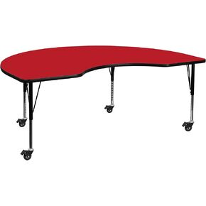 Flash Furniture Wren Mobile 48''W x 72''L Kidney Grey HP Laminate Activity Table - Height Adjustable Short Legs in Kuwait