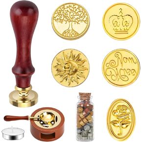 Wax Seal Stamp Kit, Brass Heads, Wooden Handle, for Gifts in Kuwait