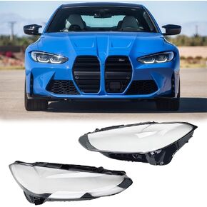 غطاء عدسة شفاف للمصابيح الأمامية مناسب لسيارة BMW 4-Series M4 2021-2023، i4 2022-2023، أغطية إضاءة جانبية أمامية يسار ويمين، مادة PC عالية النقل للضوء in Kuwait