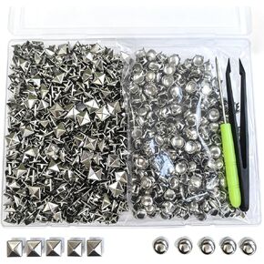 Uliche 1000PCS Punk Rivet Kit for Clothing, Premium Metal Square Pyramid Studs & Round Dome Rivets for Leathercraft Punk Style DIY Craft Decoration for Punk Style Clothes Belts Bags Shoes Dog Collar in Kuwait