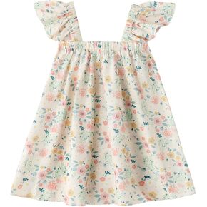 Baby Girls Cotton Sleeveless Swiss Dot Dress Toddler Ruffle Sleeve Flower Dresses Kids Party Tutu Sundress in Kuwait