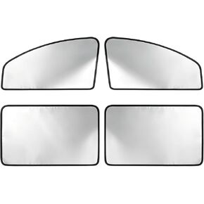 4 PCS Side Window Sunshade, Full Shade Front Rear Glass Privacy Sunshield, Non-destructive Adsorption Mounting Heat Reduction, Universal for Most Cars, SUVs (Black & Silver) in Kuwait