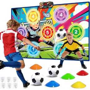 Electronic Scoring Soccer Toy Game Set for Kids with 5 Training Disc&2 Soft Balls,Indoor Outdoor Soccer Target Game Real-time Scoring 3 Modes Birthday Gifts for 3 4 5 6 7 8 9 10+ Years Old Boys Girls in Saudi Arabia