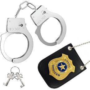 Police Badge Police Pretend Play Toy Set for Metal Handcuffs with Key Halloween Badge Dress Up Pretend Play Accessory in Kuwait