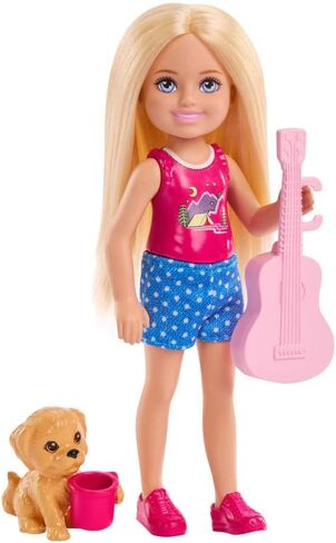 Barbie Chelsea Outdoor Adventures Playset, Family & Friends Set with Small Blonde Doll, Pet Puppy & 5+ Camping Accessories in Kuwait
