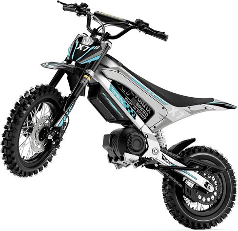 Electric Dirt Bike, 3600W Mid-Drive Motor with Gearbox Electric Motorcycle, 40MPH 40-Mile Range, 48V 21Ah Removable Battery, 14"/12" Fat Tire E Dirt Bike for Teens & Adults (Silver) in Kuwait
