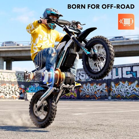 Electric Dirt Bike, 3600W Mid-Drive Motor with Gearbox Electric Motorcycle, 40MPH 40-Mile Range, 48V 21Ah Removable Battery, 14"/12" Fat Tire E Dirt Bike for Teens & Adults (Silver) in Kuwait