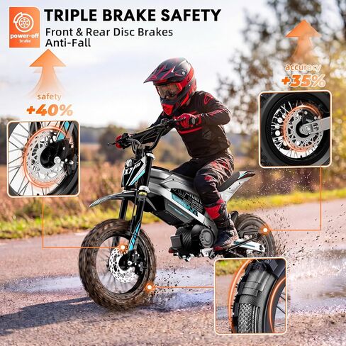 Electric Dirt Bike, 3600W Mid-Drive Motor with Gearbox Electric Motorcycle, 40MPH 40-Mile Range, 48V 21Ah Removable Battery, 14"/12" Fat Tire E Dirt Bike for Teens & Adults (Silver) in Kuwait
