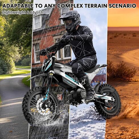 Electric Dirt Bike, 3600W Mid-Drive Motor with Gearbox Electric Motorcycle, 40MPH 40-Mile Range, 48V 21Ah Removable Battery, 14"/12" Fat Tire E Dirt Bike for Teens & Adults (Silver) in Kuwait