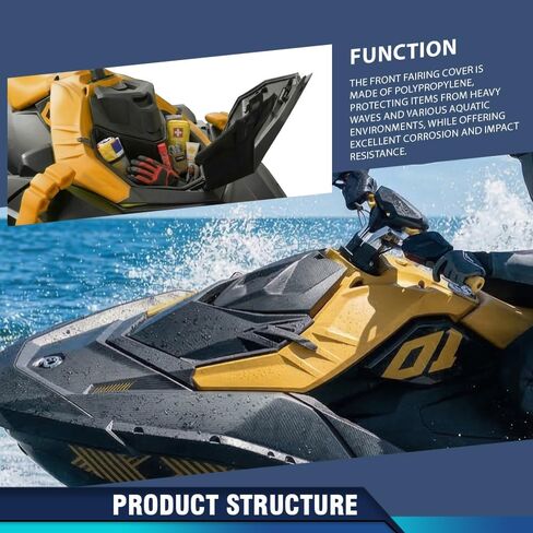 غطاء صندوق تخزين البضائع العلوي بغطاء عاكس أمامي PIT66 متوافق مع Sea-Doo Spark 2 Up/3 Up 2014 2015 2016 2017 2018 2019 2020 2021 2022 295100865، 295100553، 295100864، 295100870 أسود in Kuwait
