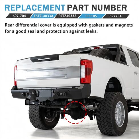 697-704 غطاء تفاضلي خلفي مع حشية يناسب Ford F-150، F-150 Heritage؛ F-250، F-350، F-250/F-350 Super Duty؛ E-350 Super Duty/Excursion Club Wagon/Excursion يناسب Lincoln Mark LT in Kuwait