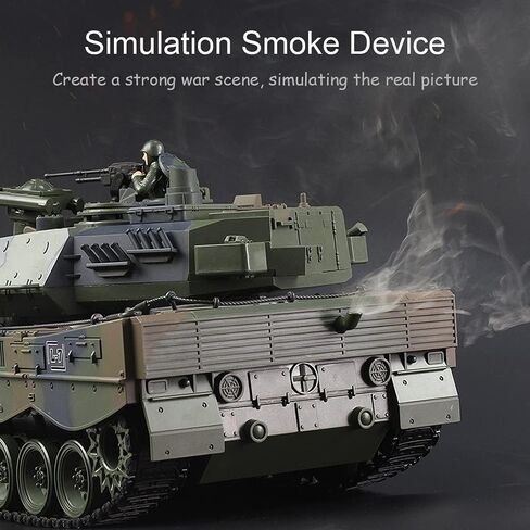 Fistone 1:18 RC Leopard Tank Toy for Kids, Sound Light & Smoke Effects, Remote Control Military Vehicle for Boys in Kuwait