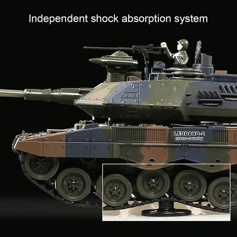 Fistone 1:18 RC Leopard Tank Toy for Kids, Sound Light & Smoke Effects, Remote Control Military Vehicle for Boys in Kuwait