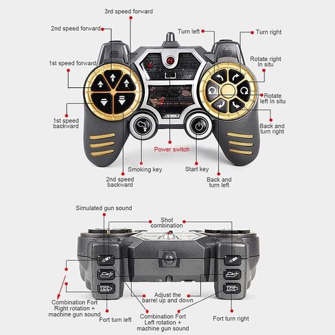 Fistone 1:18 RC Leopard Tank Toy for Kids, Sound Light & Smoke Effects, Remote Control Military Vehicle for Boys in Kuwait