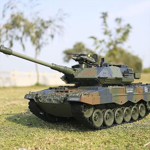 Fistone 1:18 RC Leopard Tank Toy for Kids, Sound Light & Smoke Effects, Remote Control Military Vehicle for Boys in Kuwait