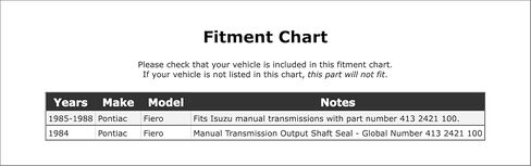 Manual Transmission Output Shaft Seal Compatible With Pontiac Fiero 1988 1987 1986 1985 1984 P-2563076 in Kuwait