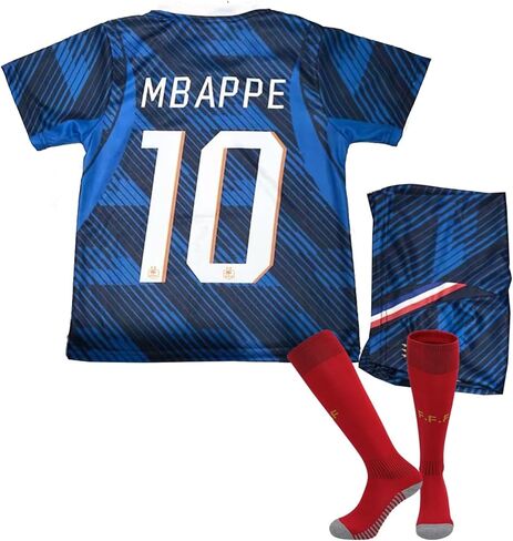2024 France Home #10 New Football Soccer Kids Jersey Shorts Socks Set Youth Sizes in Saudi Arabia