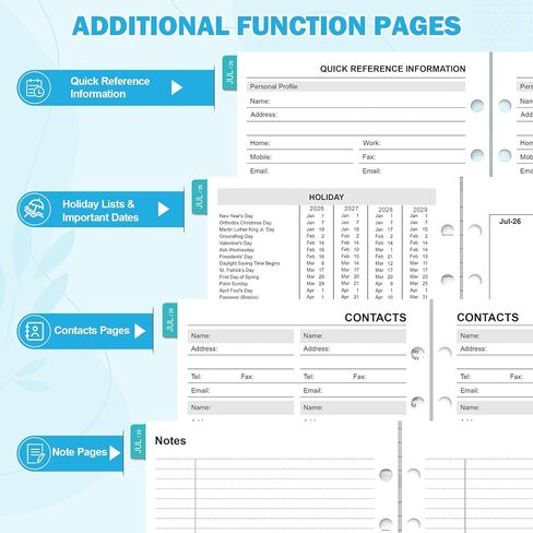 2026-2029 Monthly Planner Refills: 36 Months A5 Planner Inserts for 6-Ring Binder, Runs from July 2026 to June 2029, 6-Hole Punched Calendar Inserts 2026-2029 with Tabs, 5-3/4" x 8-1/4" in Kuwait
