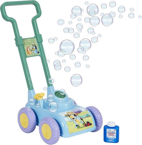 BLUEY Bubble Lawn Mower for Toddlers, Bubble Blowing Machine with Sound for Indoor and Outdoor Gardening Toy, Plays Bluey Music, Birthday, Party Favor for Preschool Girls and Boys in Kuwait