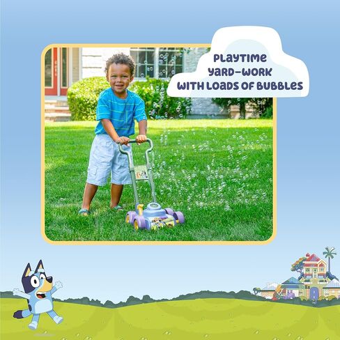 BLUEY Bubble Lawn Mower for Toddlers, Bubble Blowing Machine with Sound for Indoor and Outdoor Gardening Toy, Plays Bluey Music, Birthday, Party Favor for Preschool Girls and Boys in Kuwait