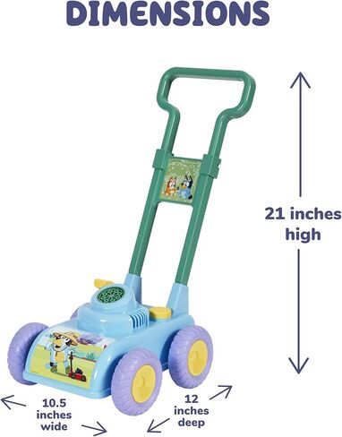 BLUEY Bubble Lawn Mower for Toddlers, Bubble Blowing Machine with Sound for Indoor and Outdoor Gardening Toy, Plays Bluey Music, Birthday, Party Favor for Preschool Girls and Boys in Kuwait