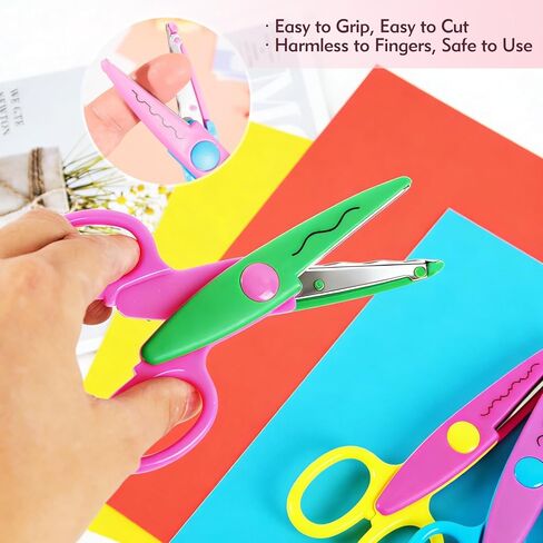6pcs craft scissors, craft scissors decorative edge for Scrapebook＆School, fancy scissors with Stamp Edge, Fine Zigzag, Castle, Wide Zigzag, Scallop, Ripple in Kuwait