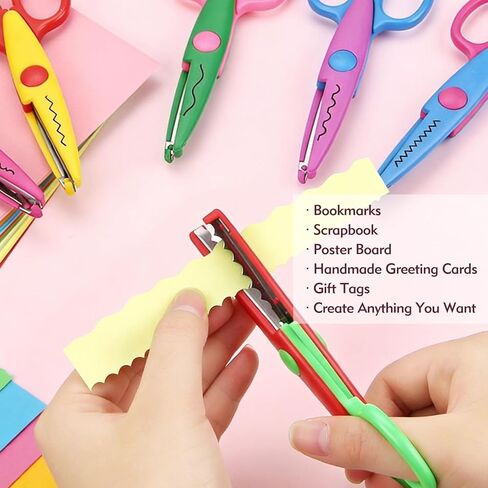 6pcs craft scissors, craft scissors decorative edge for Scrapebook＆School, fancy scissors with Stamp Edge, Fine Zigzag, Castle, Wide Zigzag, Scallop, Ripple in Kuwait