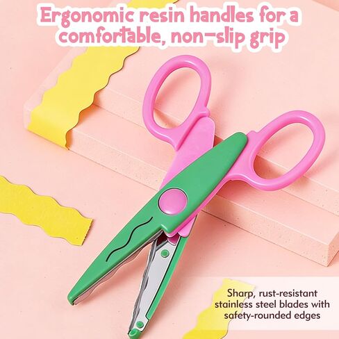 6pcs craft scissors, craft scissors decorative edge for Scrapebook＆School, fancy scissors with Stamp Edge, Fine Zigzag, Castle, Wide Zigzag, Scallop, Ripple in Kuwait