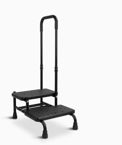 Step Stool with Handle for Elderly, Heavy Duty 2 Step Stool with Handrail for High Beds, Adjustable Non-Slip Bedside Step Stool for Adults, Bathroom Kitchen RV, 300LBS Capacity in Kuwait